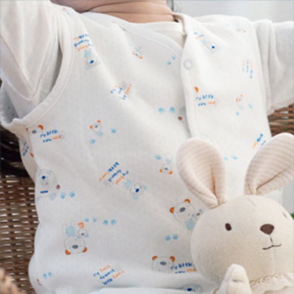 마이 리틀베어-블루  유아동 양면 보온조끼 무형광 다이마루원단